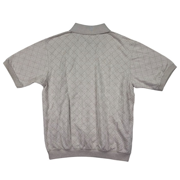 David Taylor Collection Mens Large Polo Shirt Beige Checkered Short Sleeve Golf - Picture 3 of 6